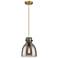 Newton Bell 8" Wide Brushed Brass Cord Hung Pendant With Plated Smoke