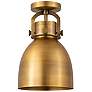 1_Newton Bell 8" Wide Brushed Brass Flush Mount With Brushed Brass Shade