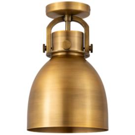 Newton Bell 8" Wide Brushed Brass Flush Mount With Brushed Brass Shade Newton Bell 8" Wide Brushed Brass Flush Mount With Brushed Brass Shade