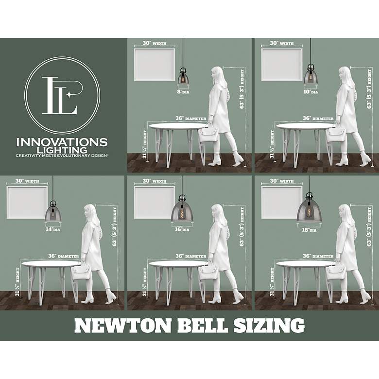 Image 2 Newton Bell 8" Wide Matte Black Cord Hung Pendant With Clear Glass Sha more views