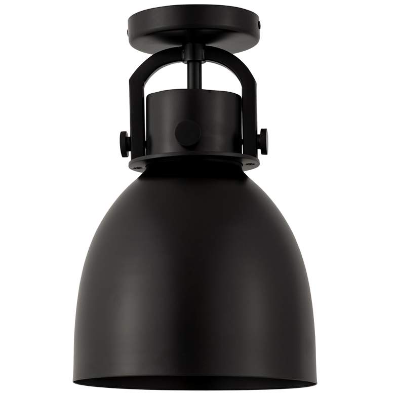 Image 1 Newton Bell 8 inch Wide Matte Black Flush Mount With Matte Black Shade