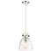Newton Bell 8" Wide Polished Nickel Cord Hung Pendant With Clear Shade