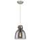 Newton Bell 8" Wide Satin Nickel Cord Hung Pendant With Plated Smoke S