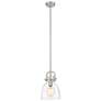 Newton Bell 8" Wide Satin Nickel Downrod Hung Mini Pendant