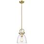 Newton Bell 8" Wide Stem Hung Brushed Brass Pendant With Seedy Shade