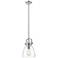 Newton Bell 8" Wide Stem Hung Polished Nickel Pendant With Clear Shade
