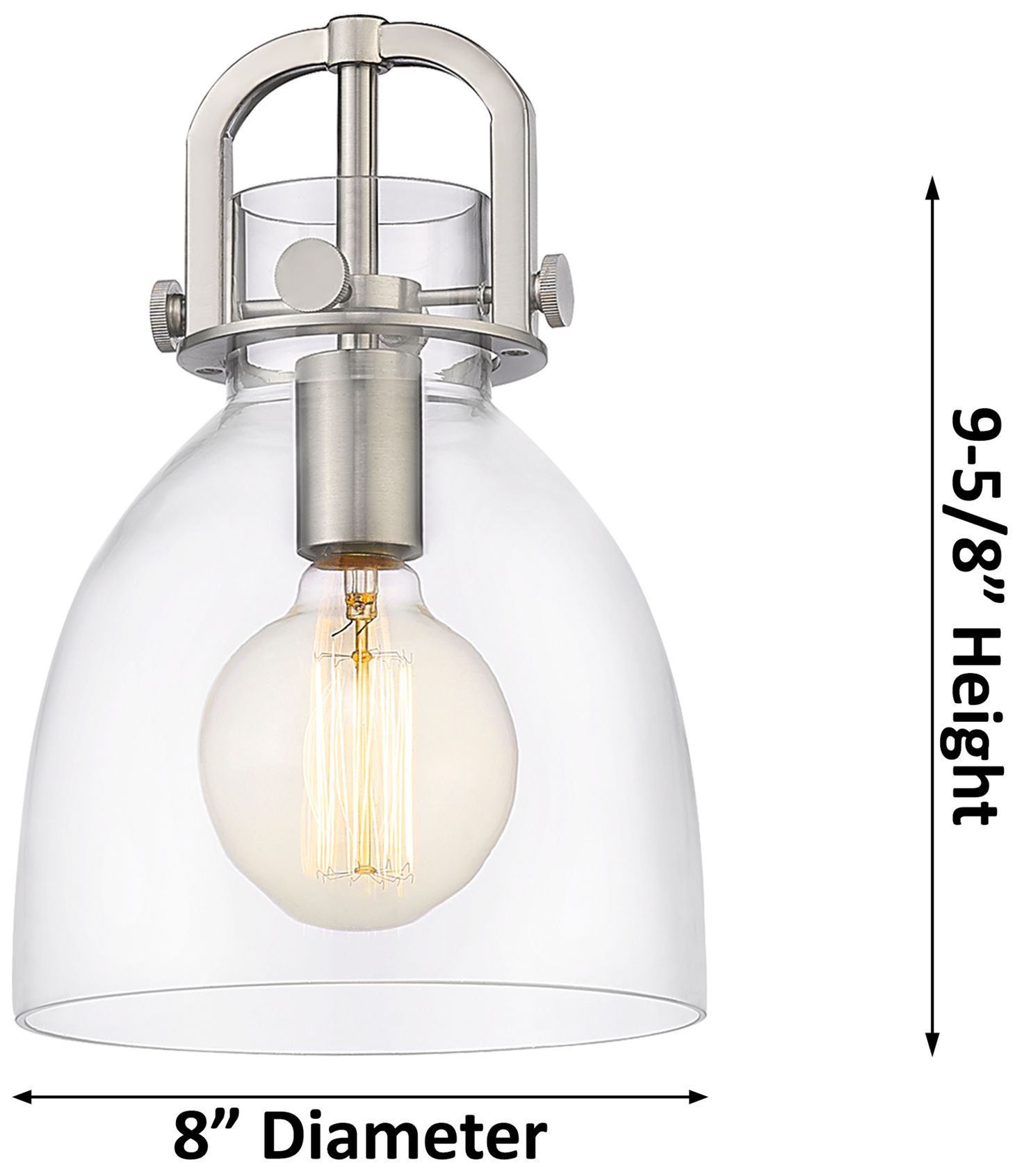 Image 4 Newton Bell 8" Wide Stem Hung Polished Nickel Pendant With Clear Shade more views