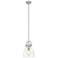 Newton Bell 8" Wide Stem Hung Satin Nickel Pendant With Clear Shade