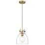 1_Newton Bell 8"W Brushed Brass Mini Pendant with Clear Glass
