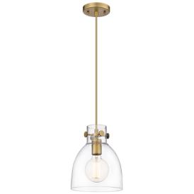 Newton Bell 8"W Brushed Brass Mini Pendant with Clear Glass Newton Bell 8"W Brushed Brass Mini Pendant with Clear Glass