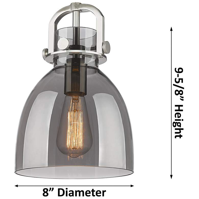 Image 2 Newton Bell 8"W Champagne Stem Arched Mini Pendant w/ Light Smoke Shade more views