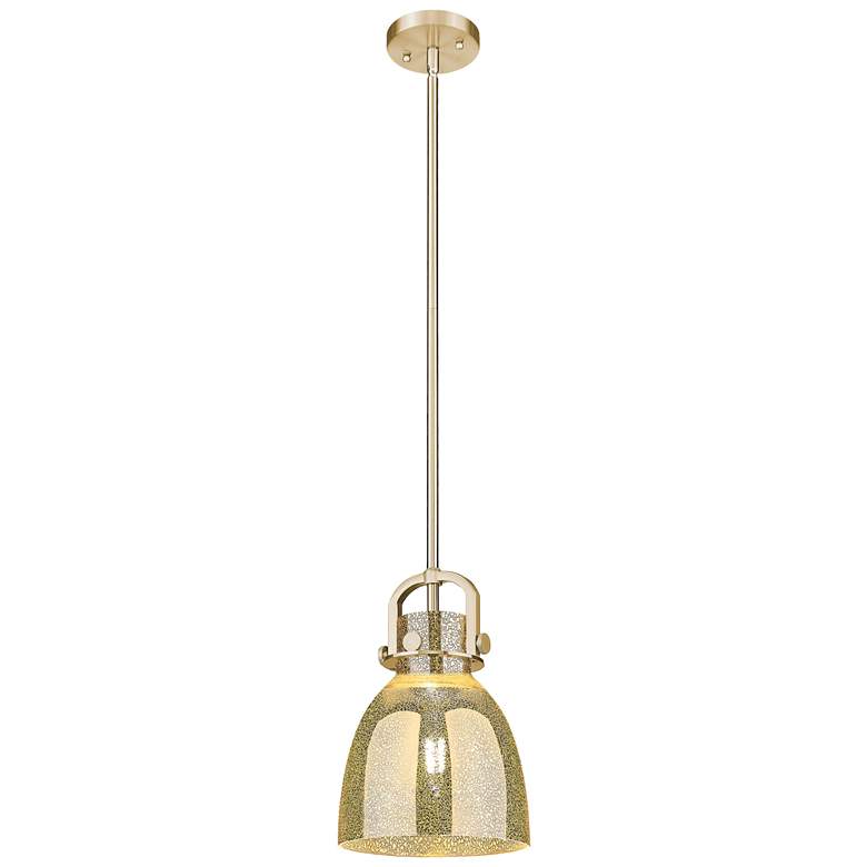 Image 1 Newton Bell 8"W Champagne Stem Arched Mini Pendant With Mercury Shade