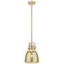 1_Newton Bell 8"W Champagne Stem Arched Mini Pendant With Mercury Shade