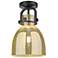 Newton Bell 8"W Matte Black Arched Flush Mount With Mercury Shade