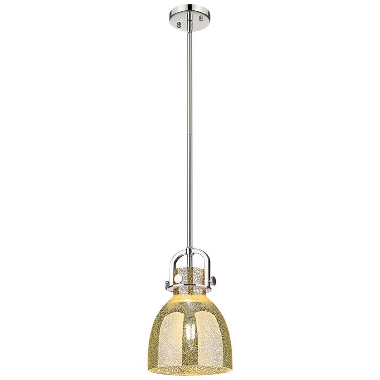 Image 1 Newton Bell 8"W Nickel Stem Arched Mini Pendant w/ Mercury Shade