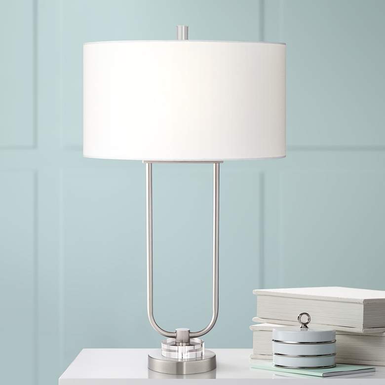 Image 1 Newton Brushed Nickel U-Shaped Table Lamp