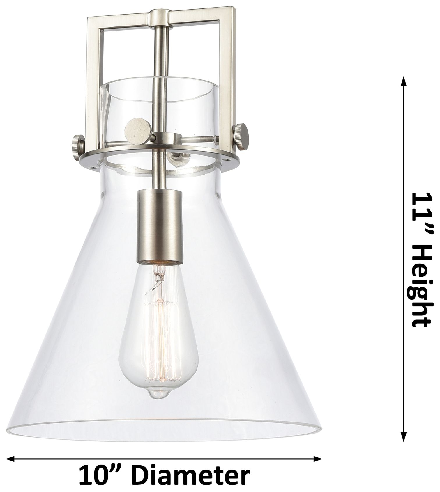 Image 4 Newton Cone 10" Wide Cord Hung Brushed Brass Pendant With Clear Shade more views