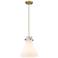 Newton Cone 10" Wide Cord Hung Brushed Brass Pendant With White Shade