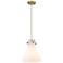 Newton Cone 10" Wide Cord Hung Brushed Brass Pendant With White Shade