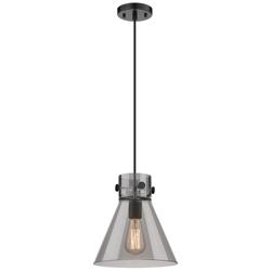 Newton Cone 10" Wide Matte Black Smoke Glass Mini Pendant