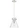 Newton Cone 10" Wide Polished Nickel Cord Hung Pendant With Clear Shad