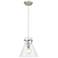 Newton Cone 10" Wide Satin Nickel Cord Hung Pendant With Clear Glass S