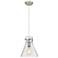 Newton Cone 10" Wide Satin Nickel Cord Hung Pendant With Seedy Glass S