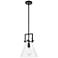 Newton Cone 10" Wide Stem Hung Matte Black Pendant With Clear Shade