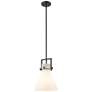 Newton Cone 10" Wide Stem Hung Matte Black Pendant With White Shade