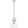 Newton Cone 10" Wide Stem Hung Polished Nickel Pendant With Clear Shad