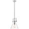 Newton Cone 10" Wide Stem Hung Polished Nickel Pendant With Seedy Shad