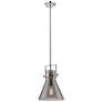 Newton Cone 10" Wide Stem Hung Polished Nickel Pendant With Smoke Shad