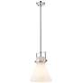 Newton Cone 10" Wide Stem Hung Polished Nickel Pendant With White Shad
