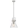 Newton Cone 10" Wide Stem Hung Satin Nickel Pendant With Seedy Shade