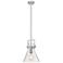Newton Cone 10" Wide Stem Hung Satin Nickel Pendant With Seedy Shade