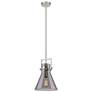 Newton Cone 10" Wide Stem Hung Satin Nickel Pendant With Smoke Shade