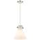 Newton Cone 10"W Polished Nickel Cord Hung Pendant With Matte White Sh