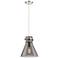 Newton Cone 10"W Polished Nickel Cord Hung Pendant With Plated Smoke S