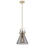 1_Newton Cone 10"W Champagne Stem Arch Mini Pendant w/ Smoke Shade