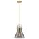 Newton Cone 10"W Champagne Stem Arch Mini Pendant w/ Smoke Shade