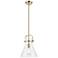 Newton Cone 10"W Champagne Stem Arched Mini Pendant With Clear Shade