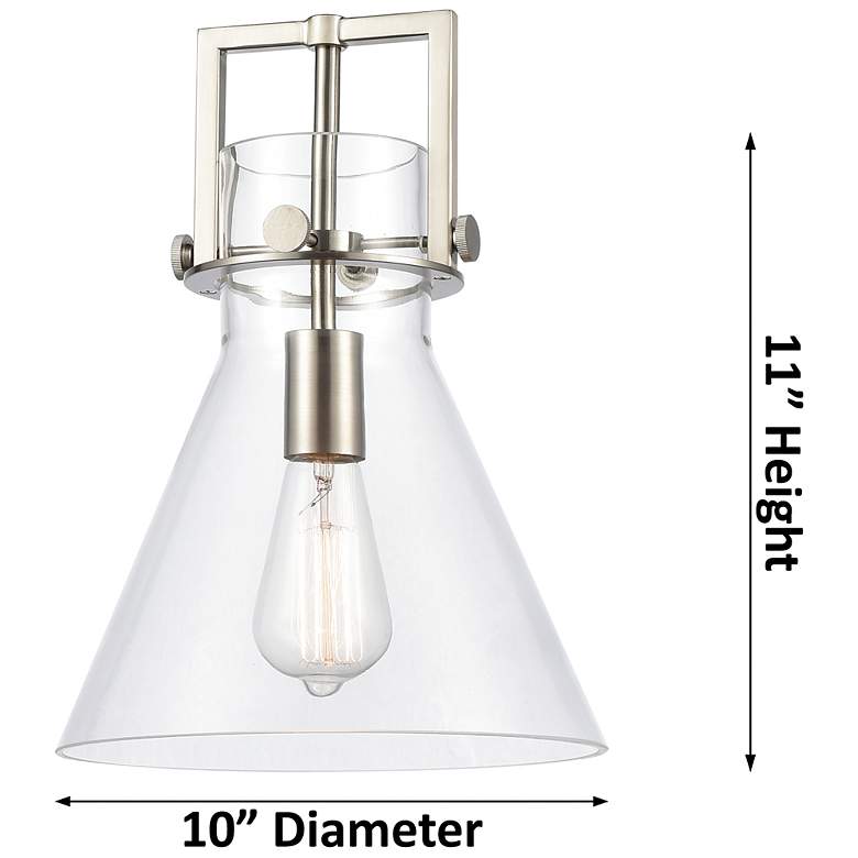 Image 2 Newton Cone 10"W Champagne Stem Arched Mini Pendant With Clear Shade more views