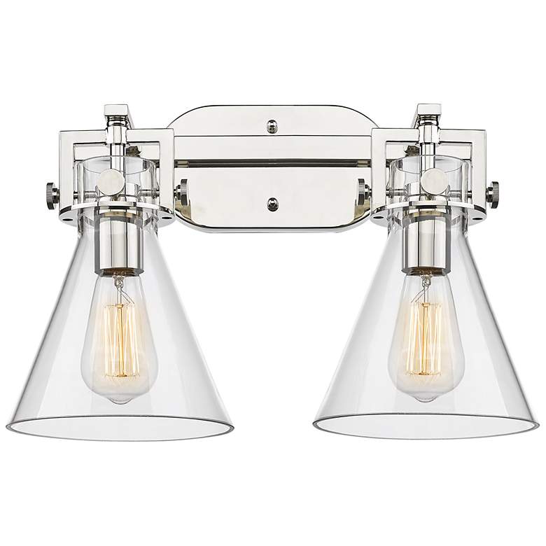 Image 1 Newton Cone 12" High Polished Nickel 2-Light Wall Sconce
