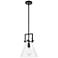 Newton Cone 13.63" Matte Black LED Stem Hung Mini Pendant w/ Clear Sha