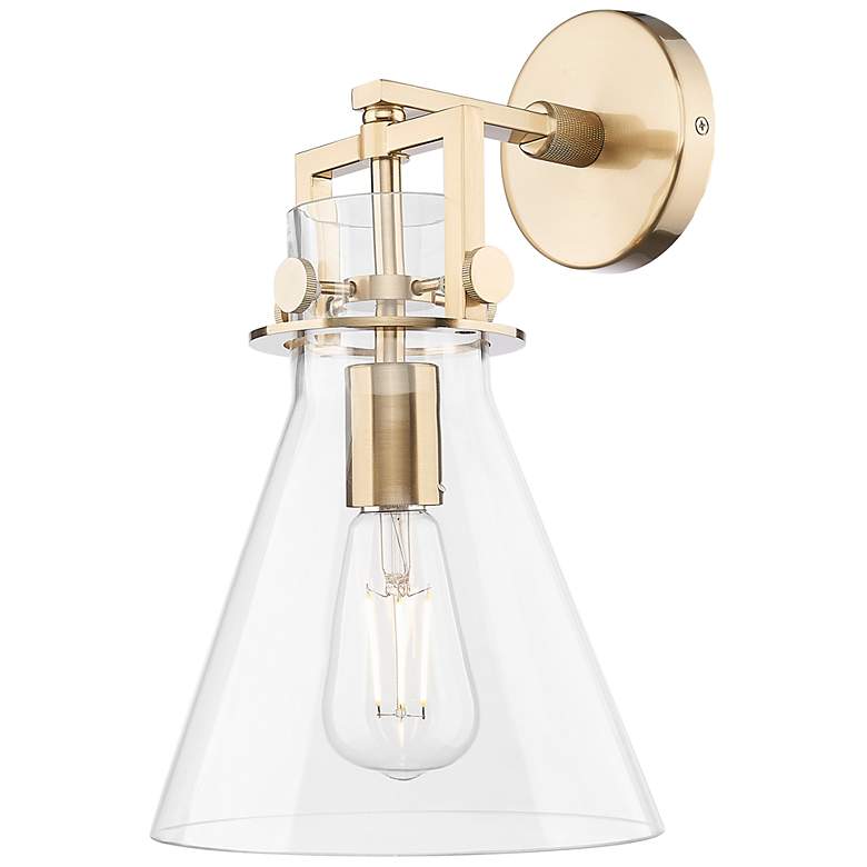 Image 1 Newton Cone 14" High Champagne Bronze Wall Sconce With Clear Shade