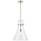 Newton Cone 14" Brushed Satin Nickel LED Stem Hung Pendant With Clear