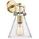 Newton Cone 14" High Brushed Brass Sconce With Seedy Shade