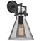 Newton Cone 14" High Matte Black Sconce With Smoke Shade