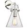 Newton Cone 14" High Polished Nickel Sconce With Seedy Shade