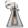 Newton Cone 14" High Satin Nickel Sconce With Smoke Shade